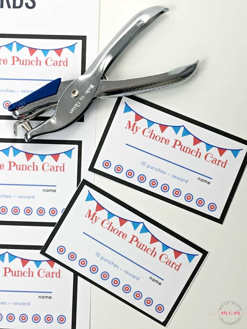 Free printable chore punch cards for kids. Get your kids to do chores without complaining!