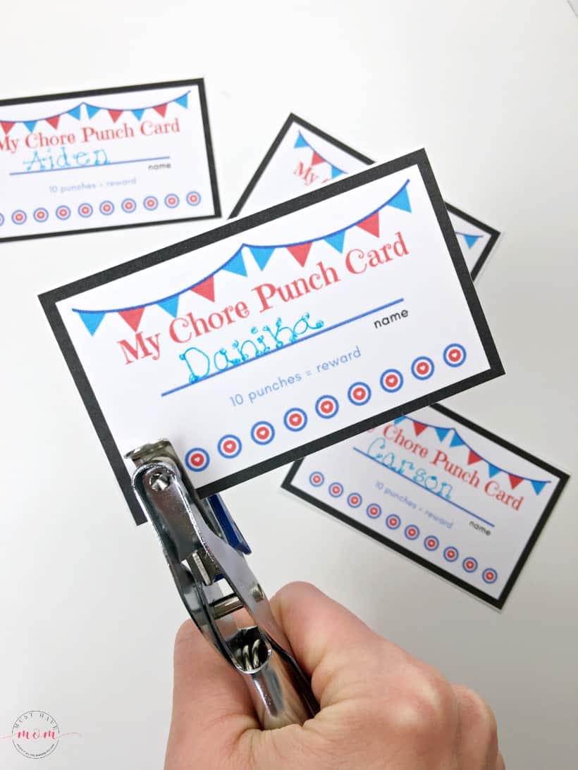 Free printable chore punch cards for kids. Get your kids to do chores without complaining!