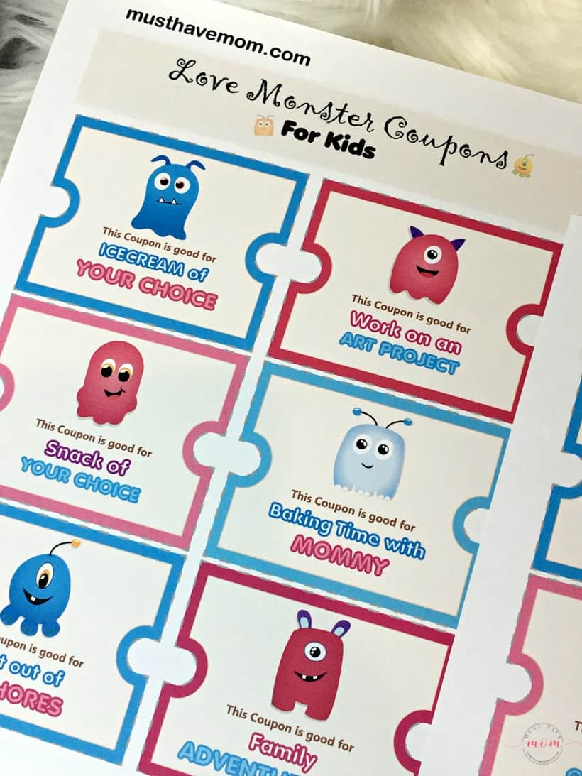 Adorable love coupons or reward coupons for kids. Great for Valentine's Day coupons or any day to reward good behavior.