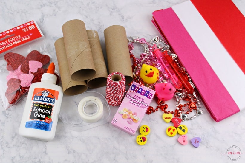 Toilet paper roll crafts for Valentine's Day! Easy and inexpensive Valentine's Day treat poppers for parties.