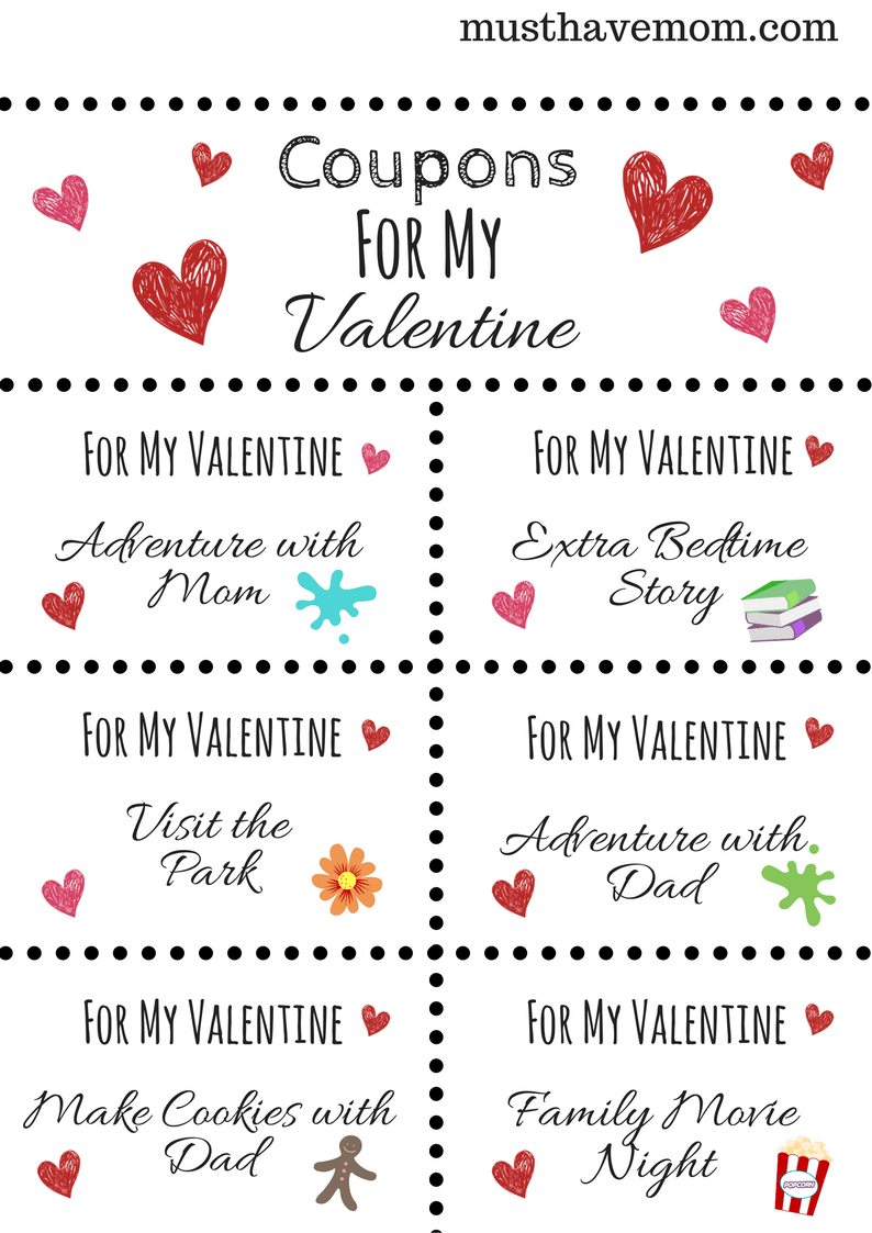 Free printable Valentine's Day coupons to give your kids! Show your love with these fun kids coupons!