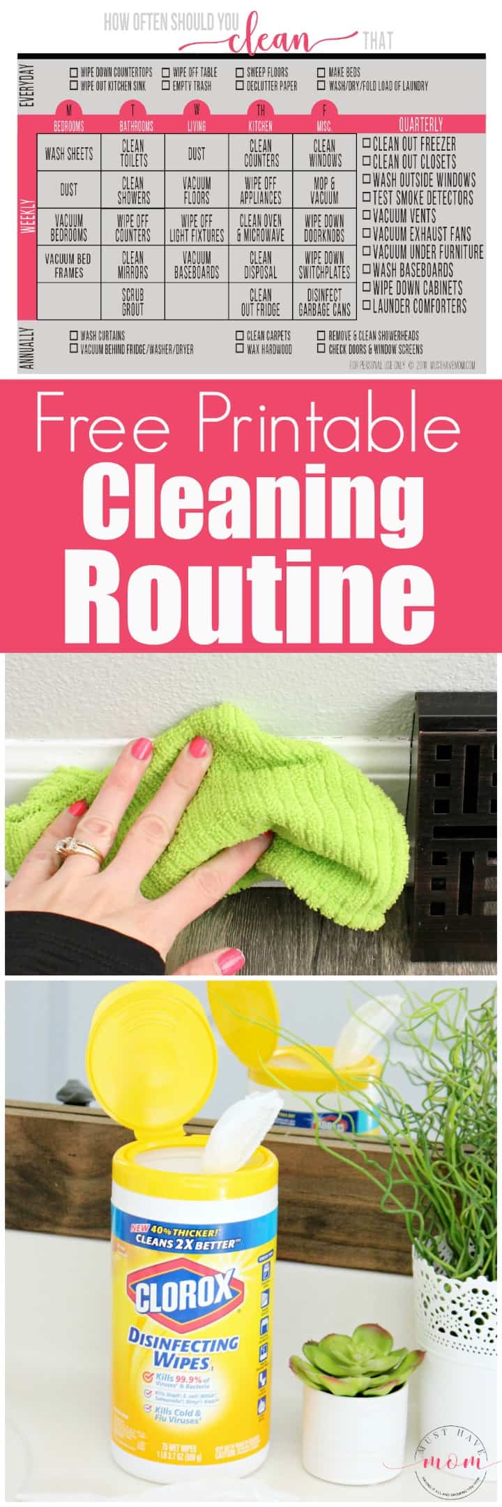 How often should you clean that? Free cleaning routine printable to keep your house clean in less time.