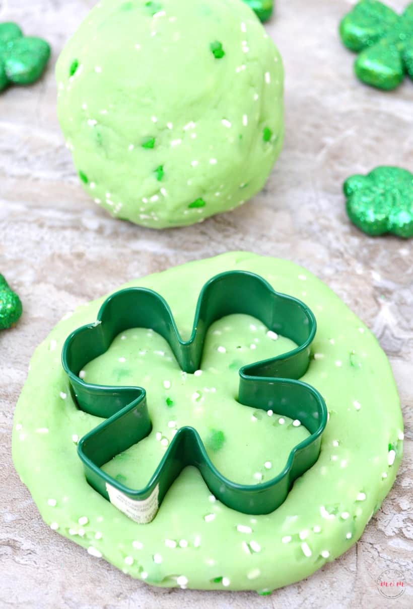 St. Patrick's Day Jello Playdough recipe! This cooked playdough recipe is for homemade playdough with cream of tartar.