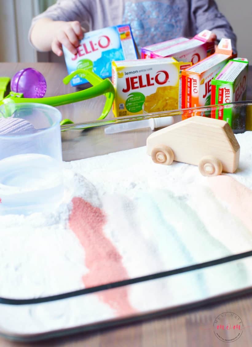 powdered jello sensory bin