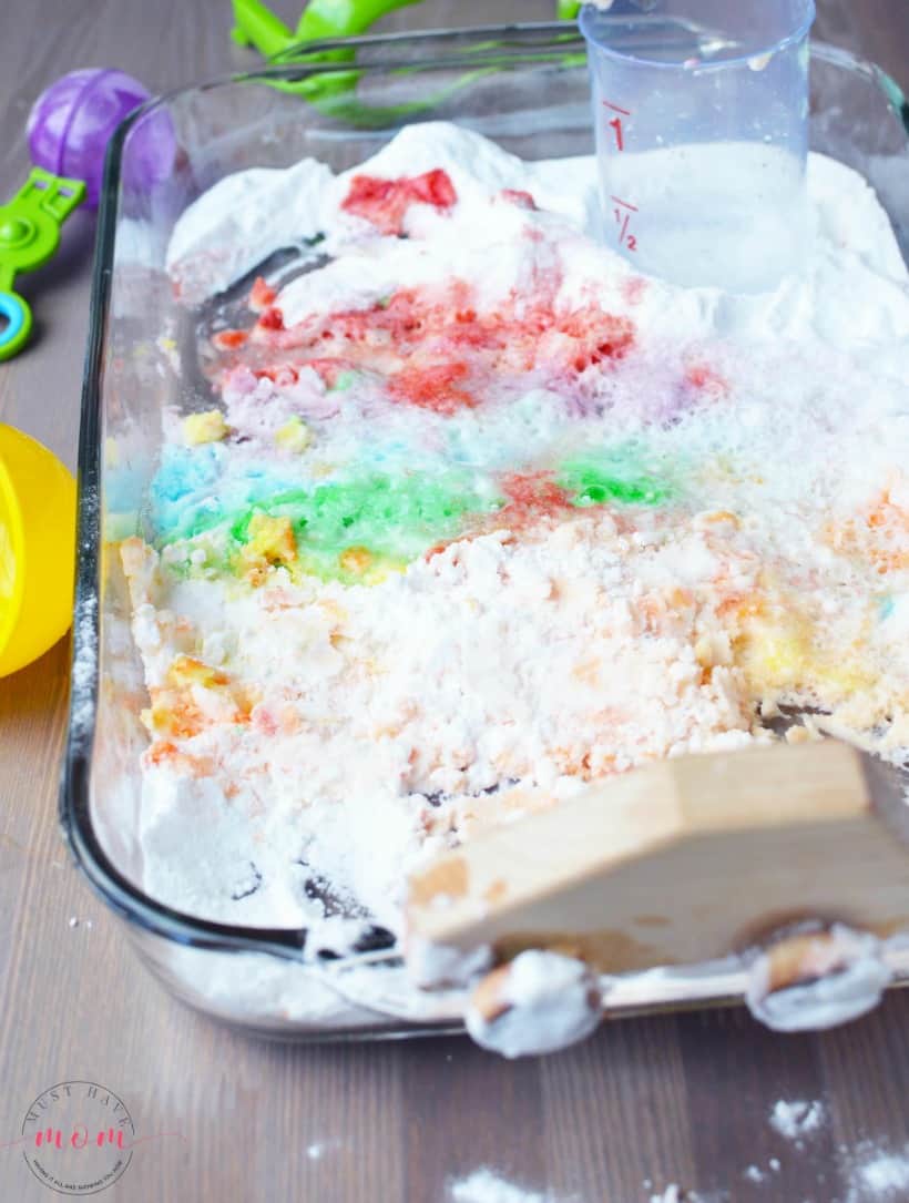 rainbow jello play bin