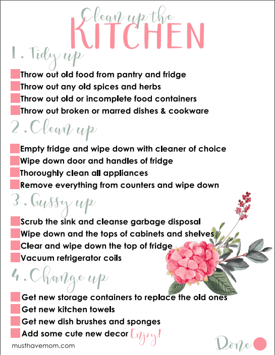 spring cleaning checklist for kitchen