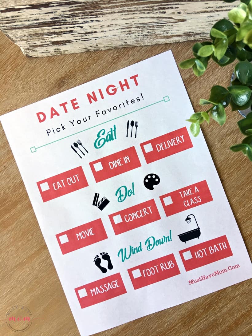 Free Date Night Ideas Printable + Why You Should Date Your Spouse!