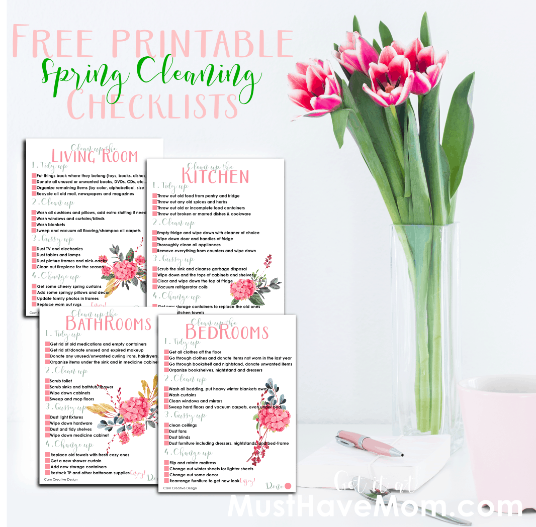 Free Spring Cleaning Checklist Printables – Room by Room!