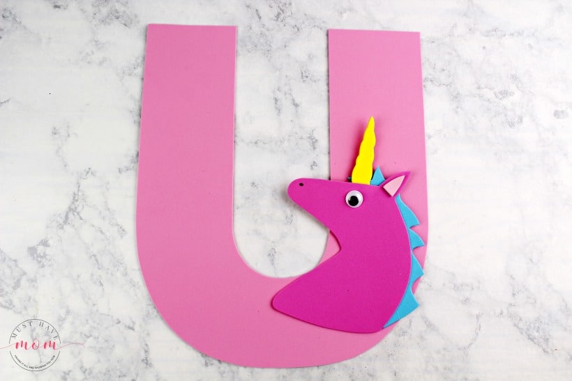 U for Unicorn Craft with Printable Template - Artsy Craftsy Mom