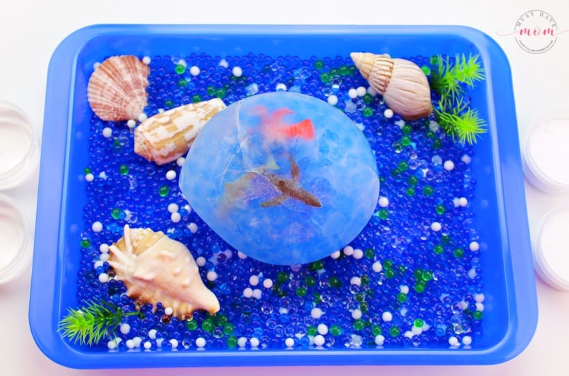 frozen sensory bin ocean play