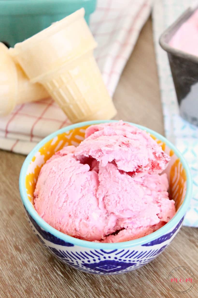 bowl of strawberry ice cream