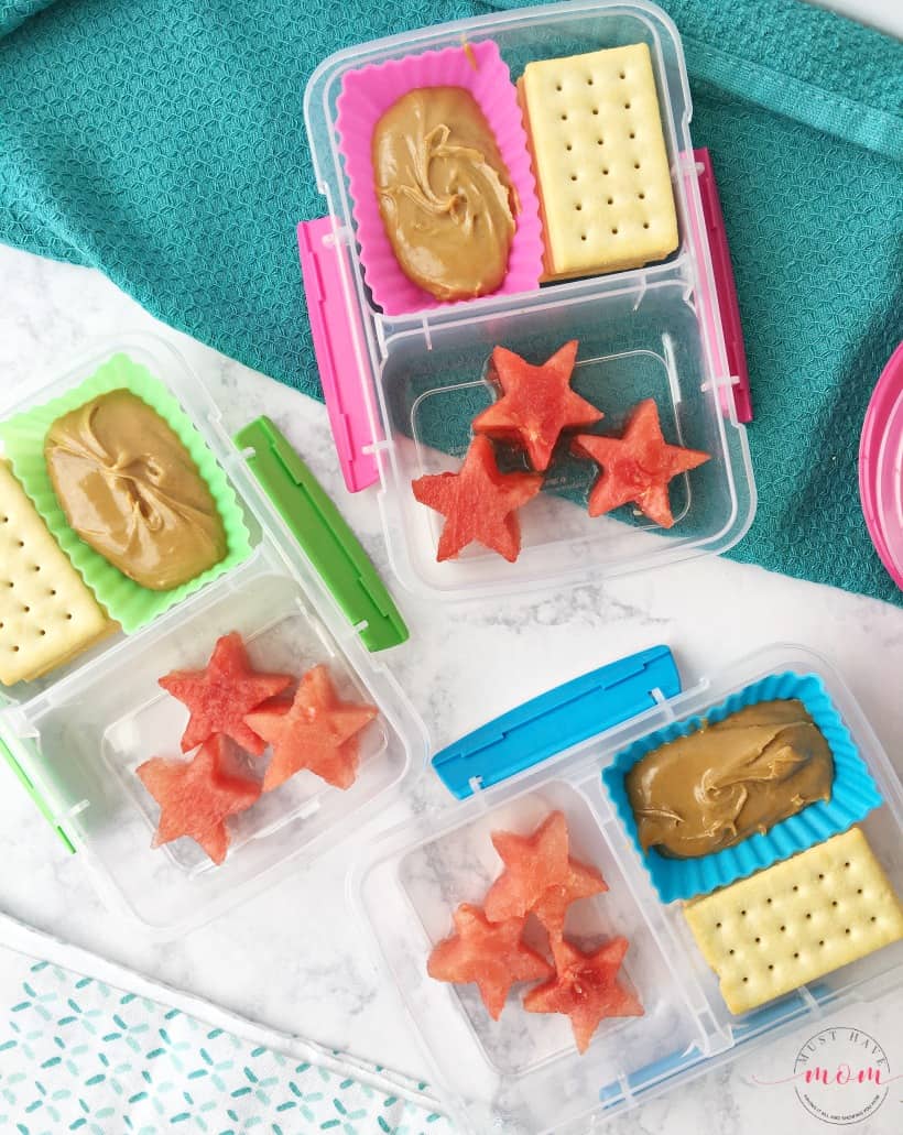 watermelon, crackers and peanut butter make ahead