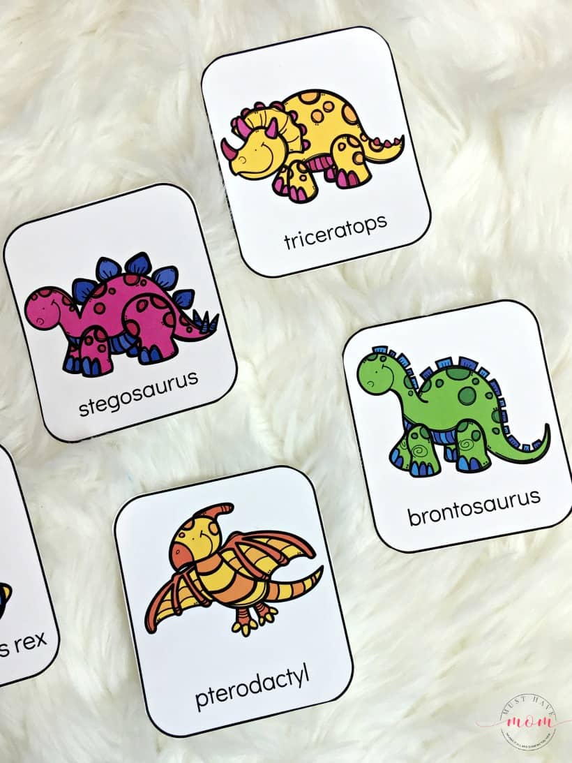 Free Printable Dinosaur Flashcards and Memory Game for Kids