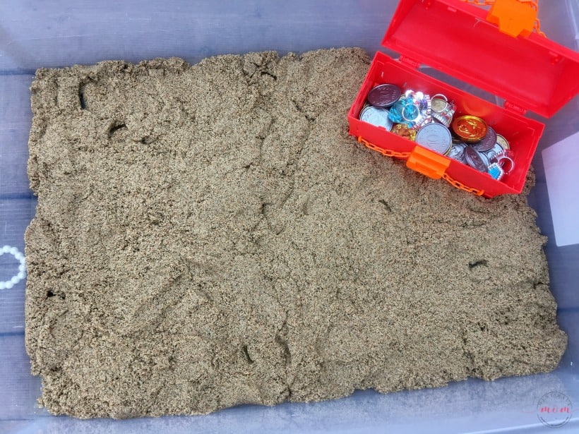 DIY Treasure Chest & Kinetic Sand Sensory Bin Ideas • The Simple