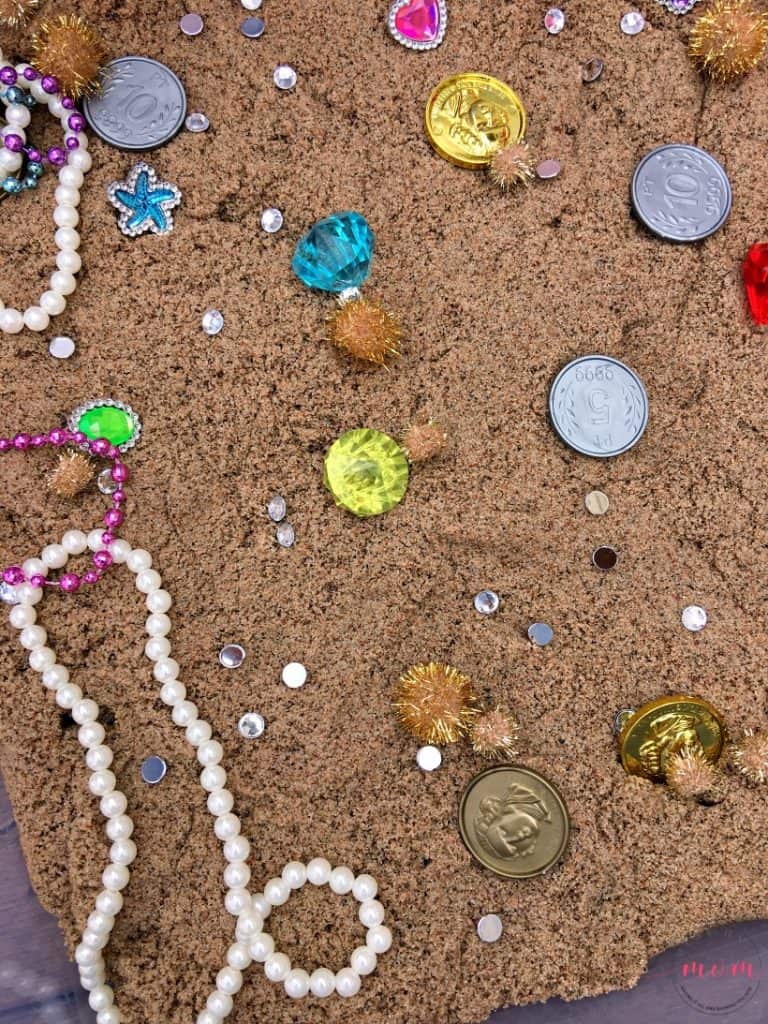 Pirate Treasure Hunt Sensory Bin with Sand! Must Have Mom