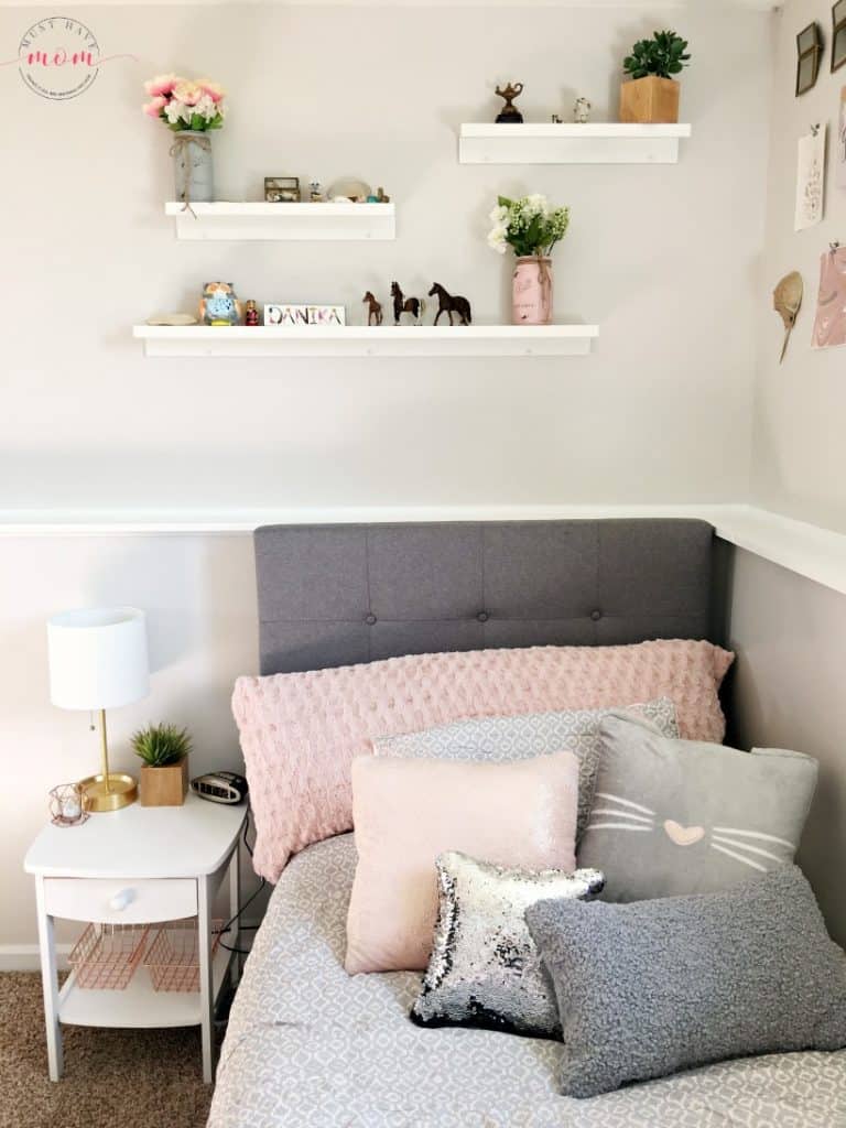 How To DIY a Blush and Gray Girls Bedroom Makeover - Must Have Mom