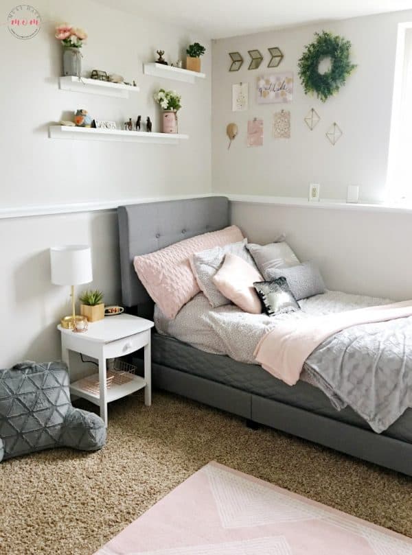 How To DIY a Blush and Gray Girls Bedroom Makeover - Must Have Mom