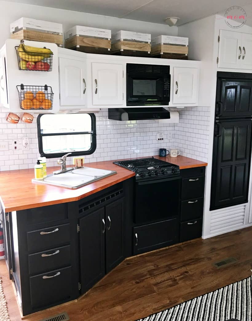 EASY DIY TV STAND with Storage  Built with Upper Cabinets & Butcher Block  