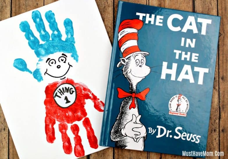 Dr Seuss Crafts: Thing 1 and Thing 2 Handprint Painting - Must Have Mom