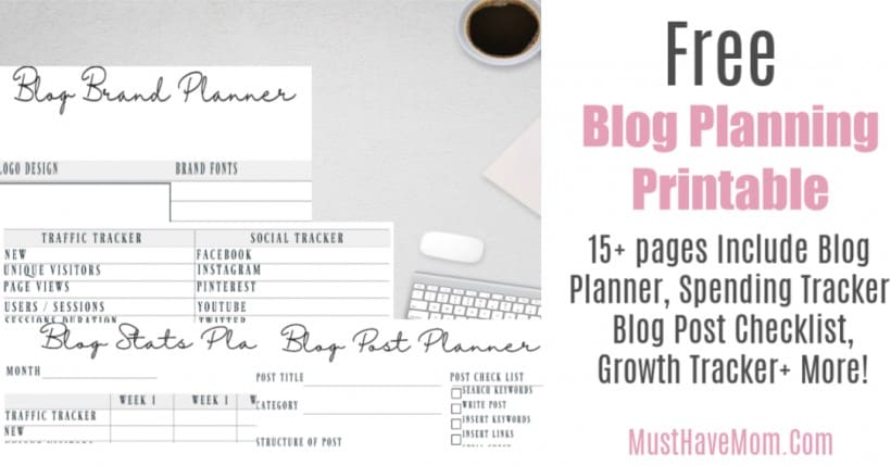 free printable blog planner