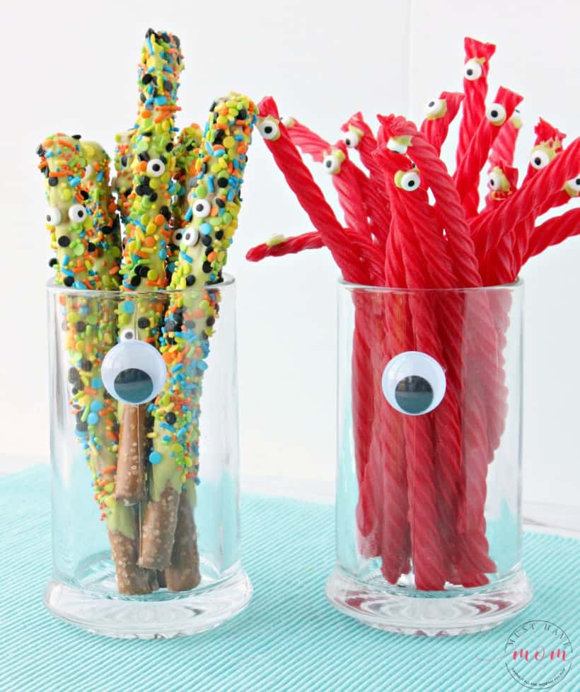 Chocolate Covered Pretzel Rods For Halloween