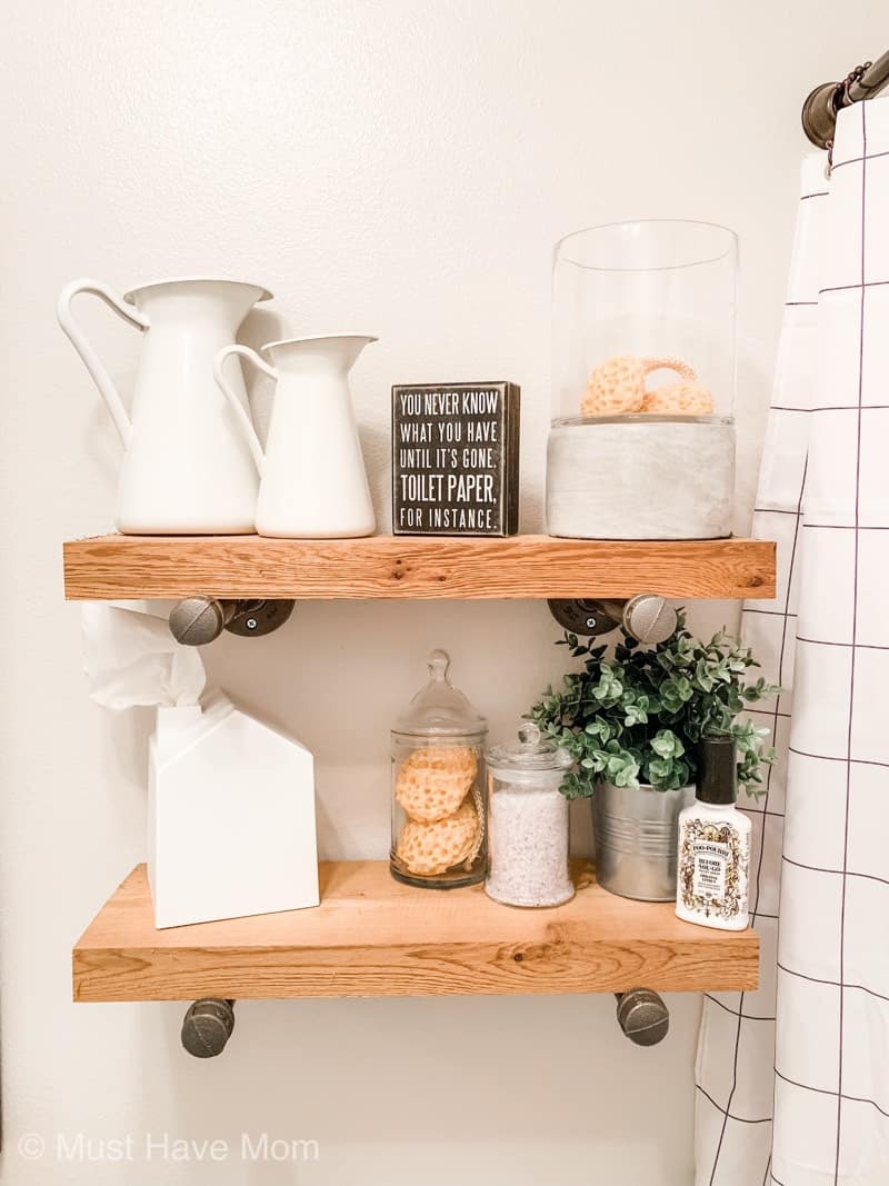 rustic bathroom shelves