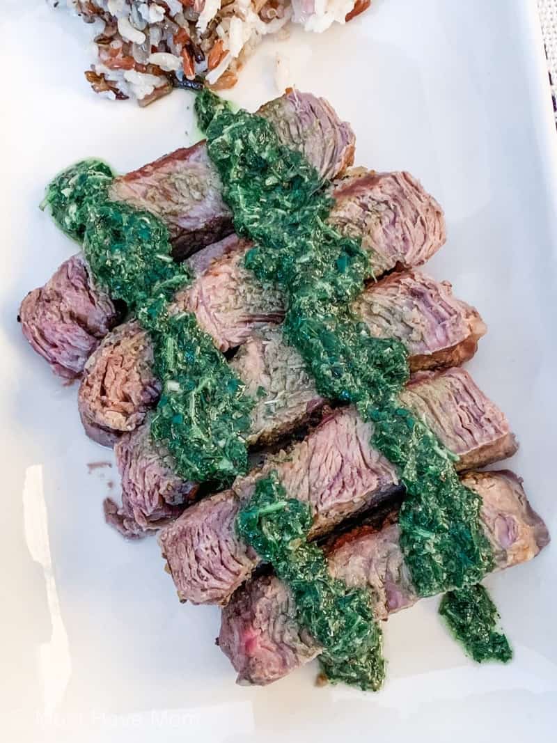 flank steak with chimichurri sauce