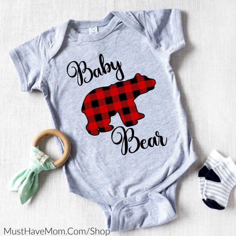 Download Buffalo Check Baby Bear Onesie - Must Have Mom