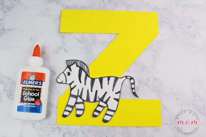 glue the zebra to the letter z