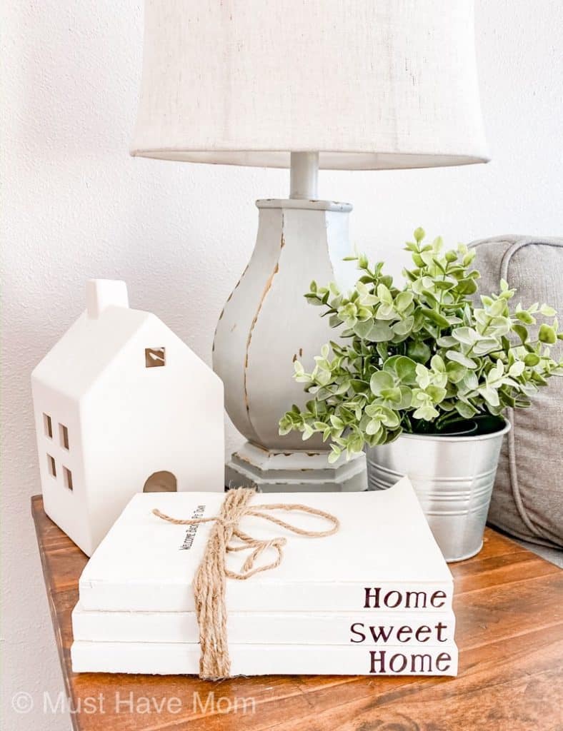 DIY book stack decor