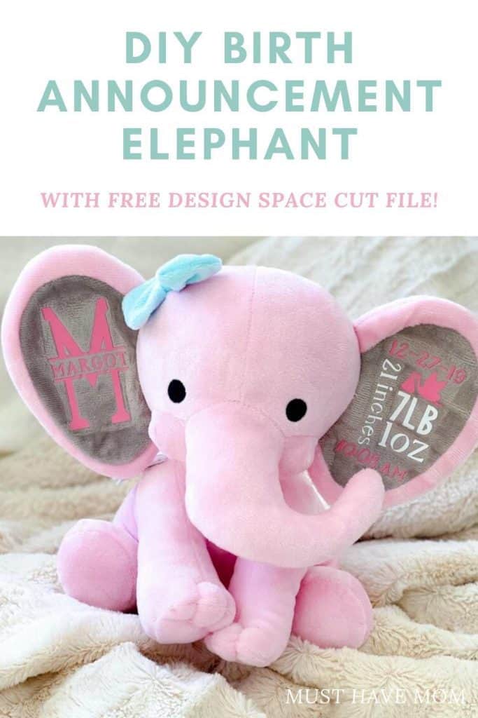 Cricut Birth Announcement Elephant {With Free Design Space Cut File