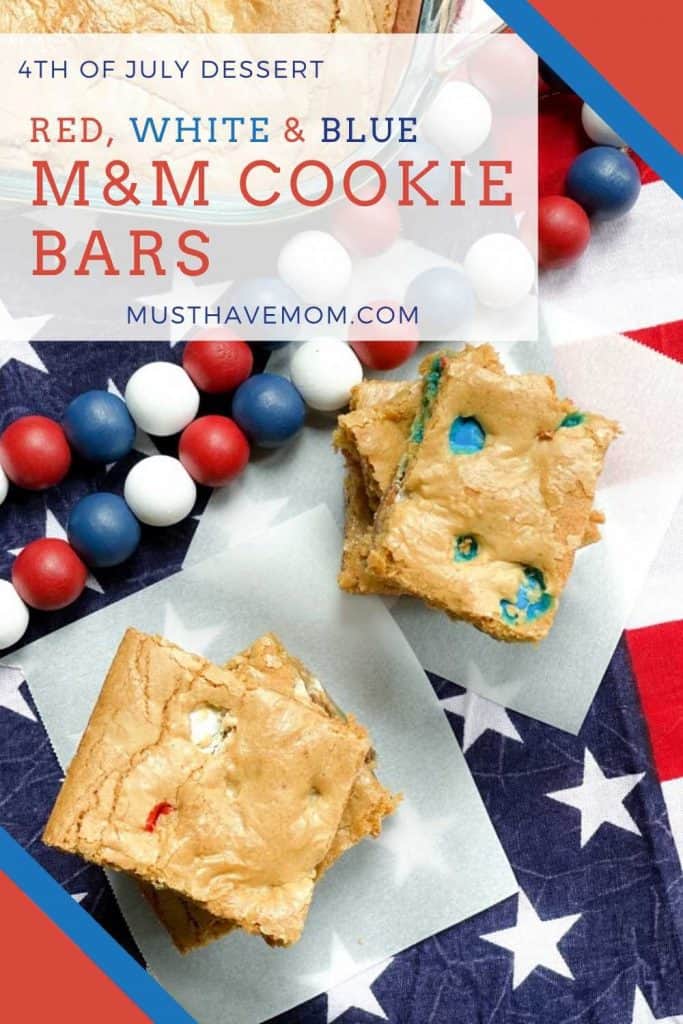 m&m cookie bar