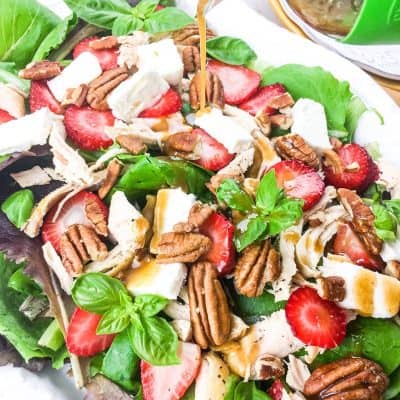 Easy Instant Pot® Chicken Salad with strawberries, feta and pecans