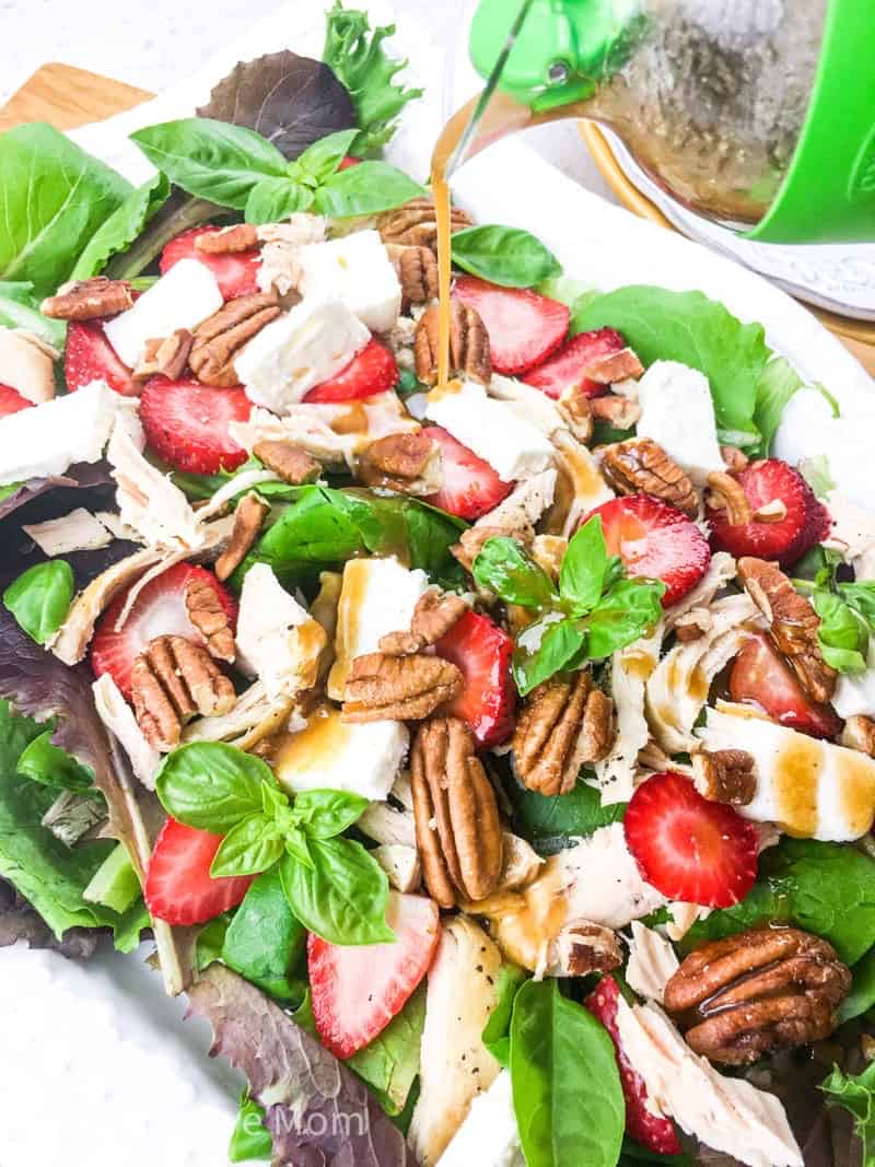 Easy Instant Pot® Chicken Salad with strawberries, feta and pecans