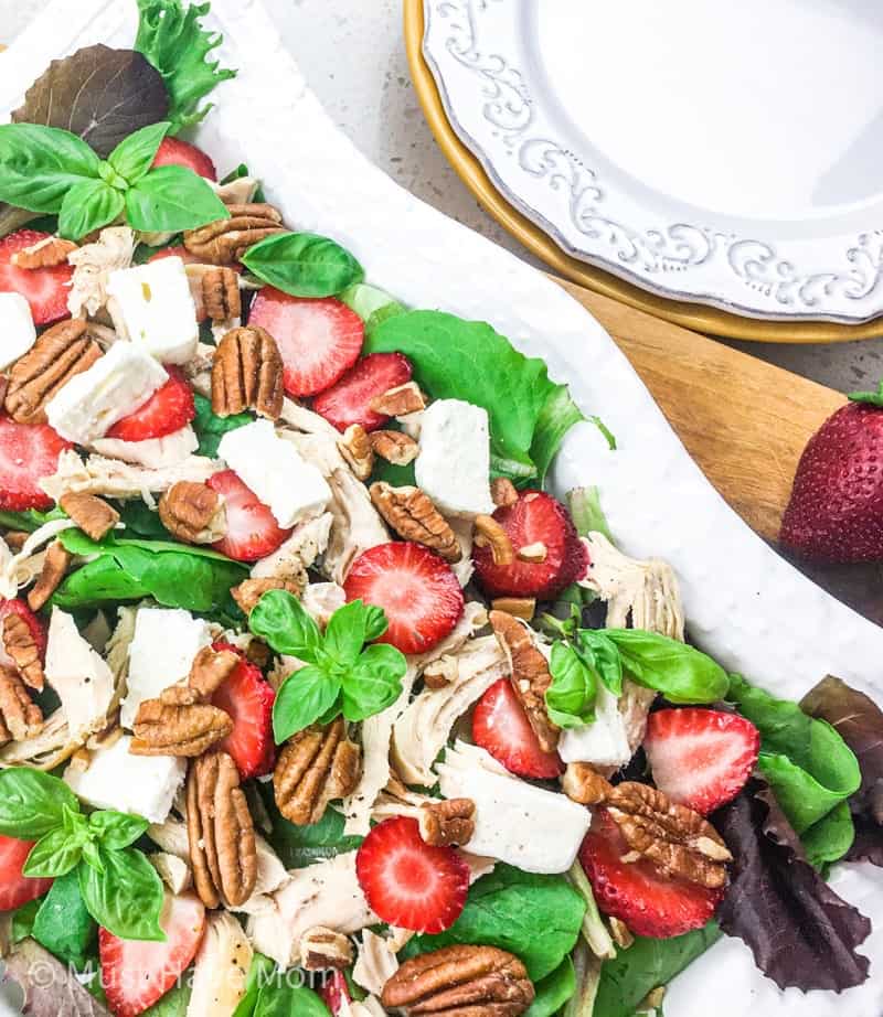 Easy Instant Pot® Chicken Salad with strawberries, feta and pecans