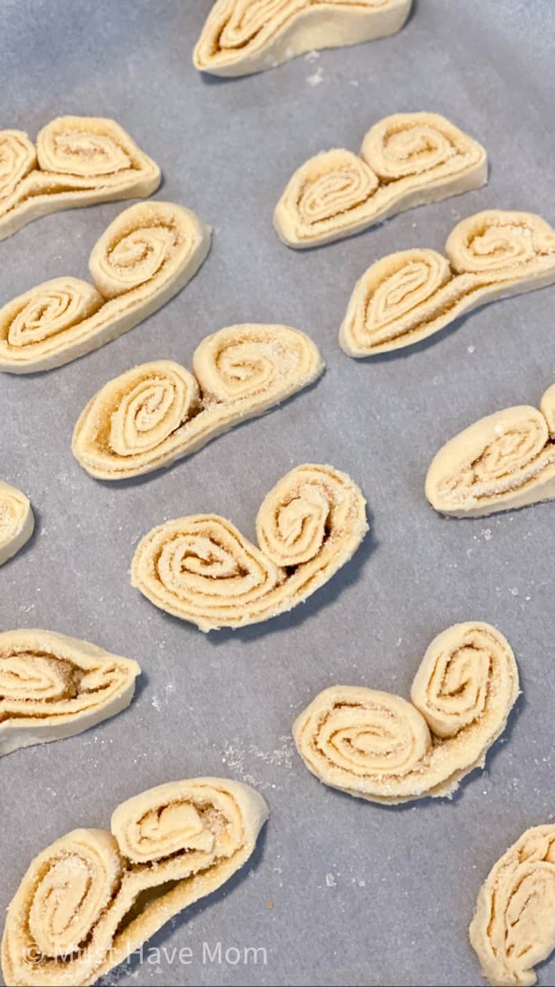 cut palmier cookie dough