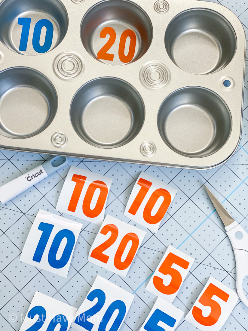 apply Nerf target numbers to muffin tin