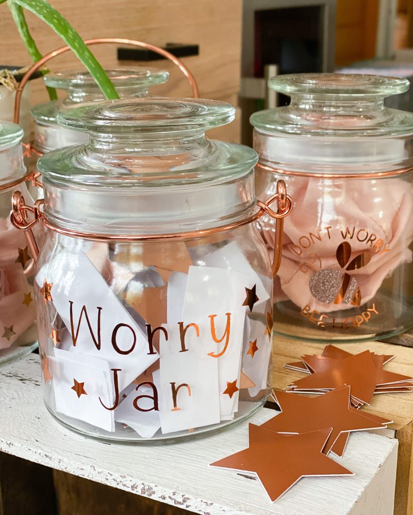 DIY worry jar Cricut project - Mindfulness activities for kids - help them deal with big emotions and feelings in a healthy way