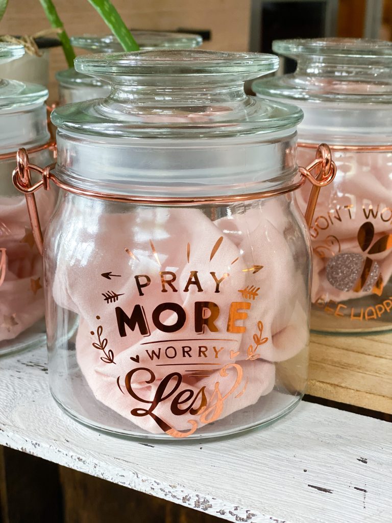 pray more worry less jar