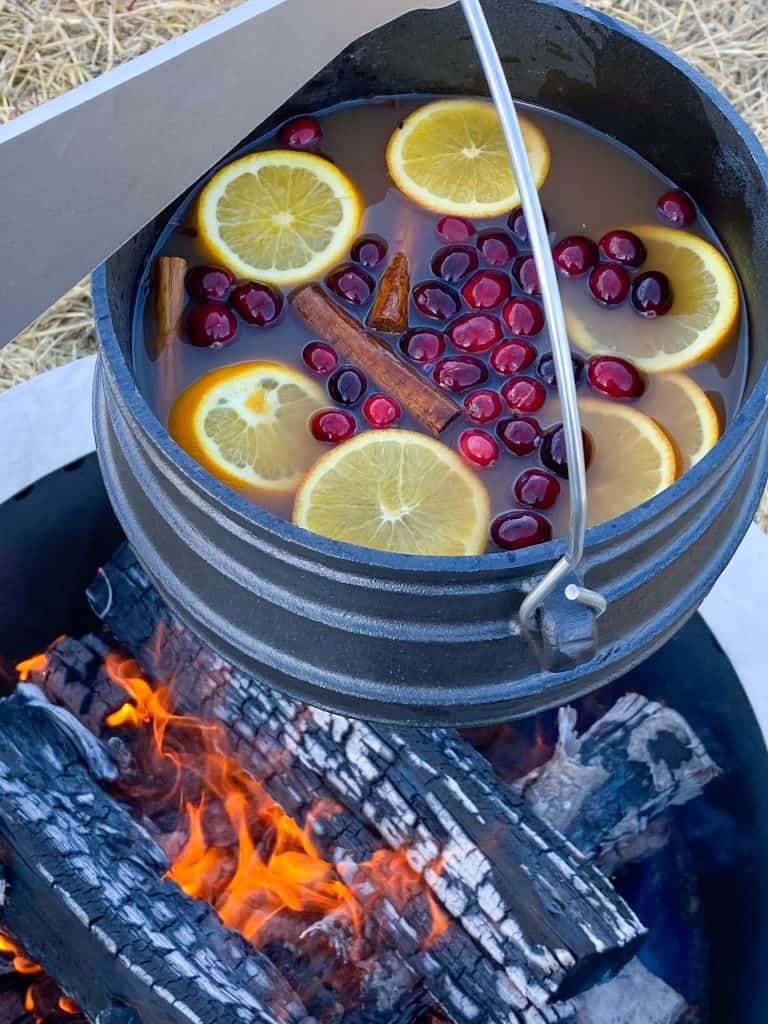 mulled apple cider over Breeo fire pit