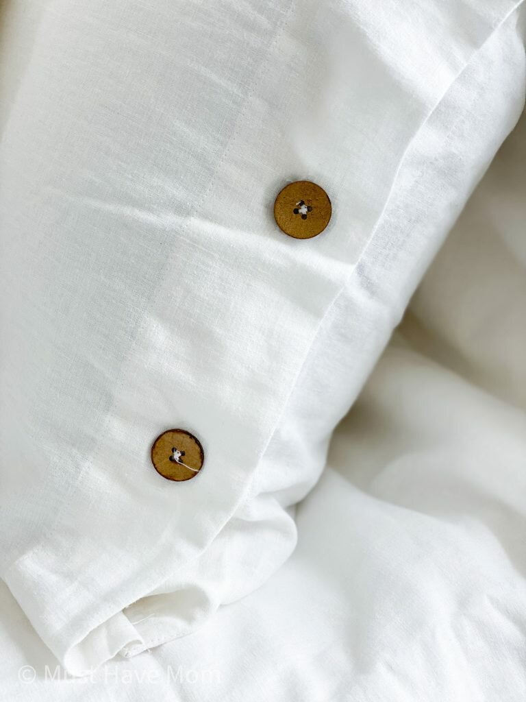 duvet cover with wood buttons