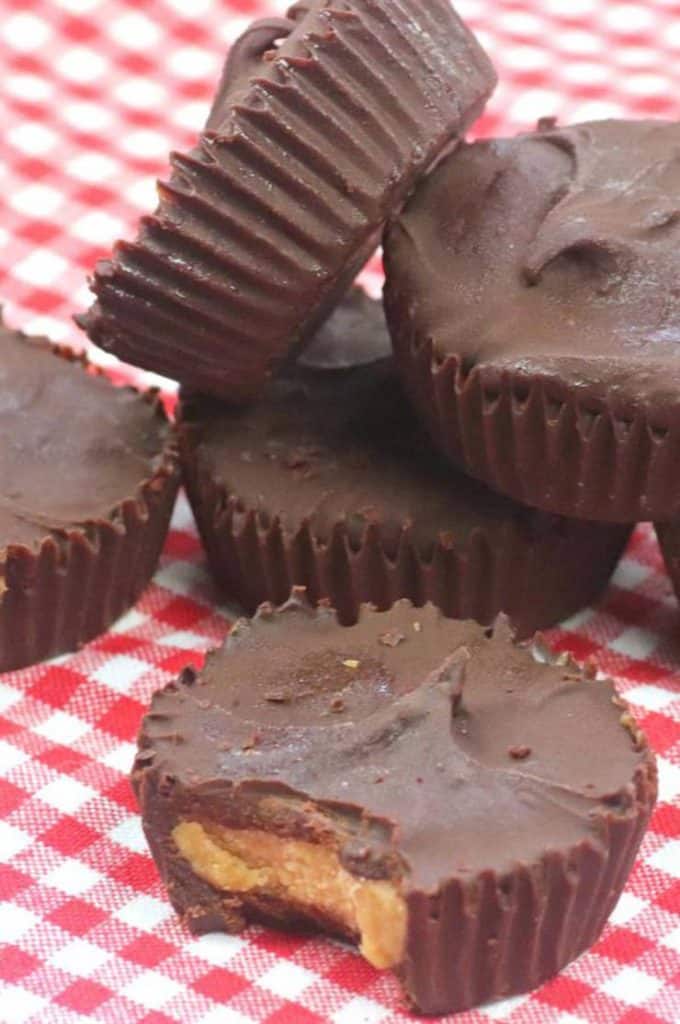 A stack of homemade peanut butter cups